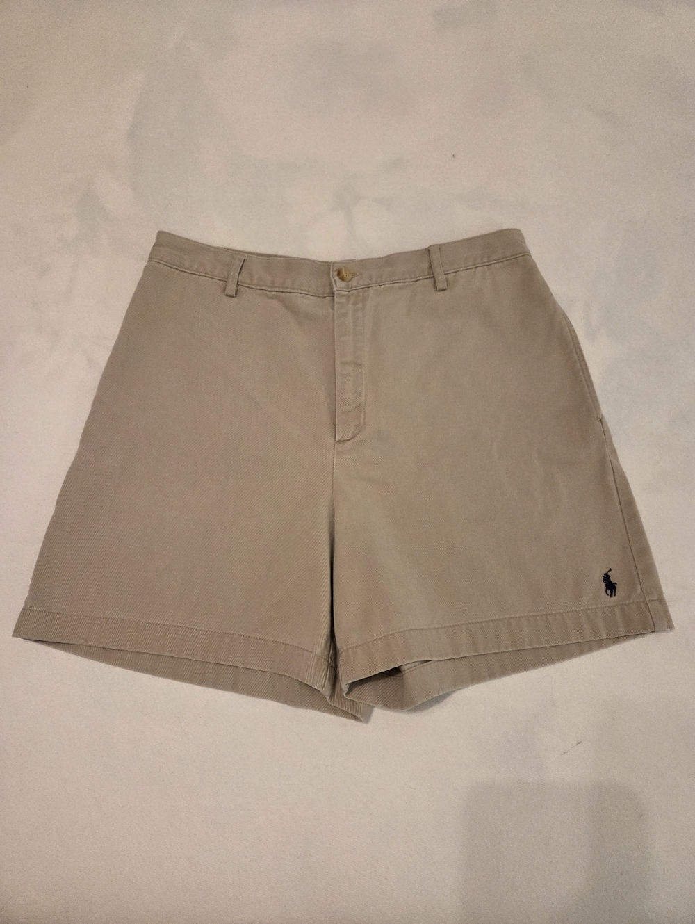RALPH LAUREN SPORT Vintage Y2K Khaki Embroidered Pony Flat Front Chino Shorts 8